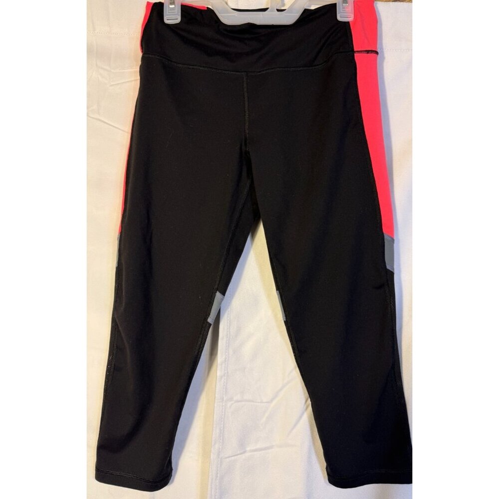 Gap Workout Leggings Women’s Black Red Stripes Gym Large L Athleisure Sporty